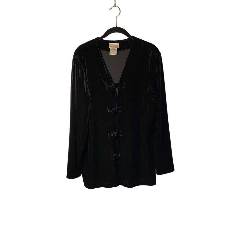Coldwater Creek black velvet frog closure, Cardigan medium
